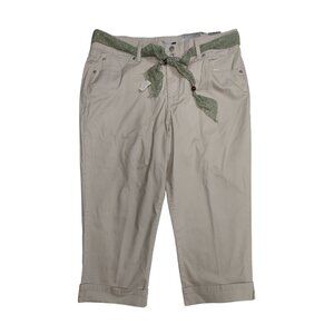 BandolinoBlu Womens Beige Cuffed Capri Pants Size 14